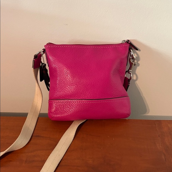 Coach Pink and Tan Leather Small Crossbody Bag with Adjustable Strap - Picture 3 of 8